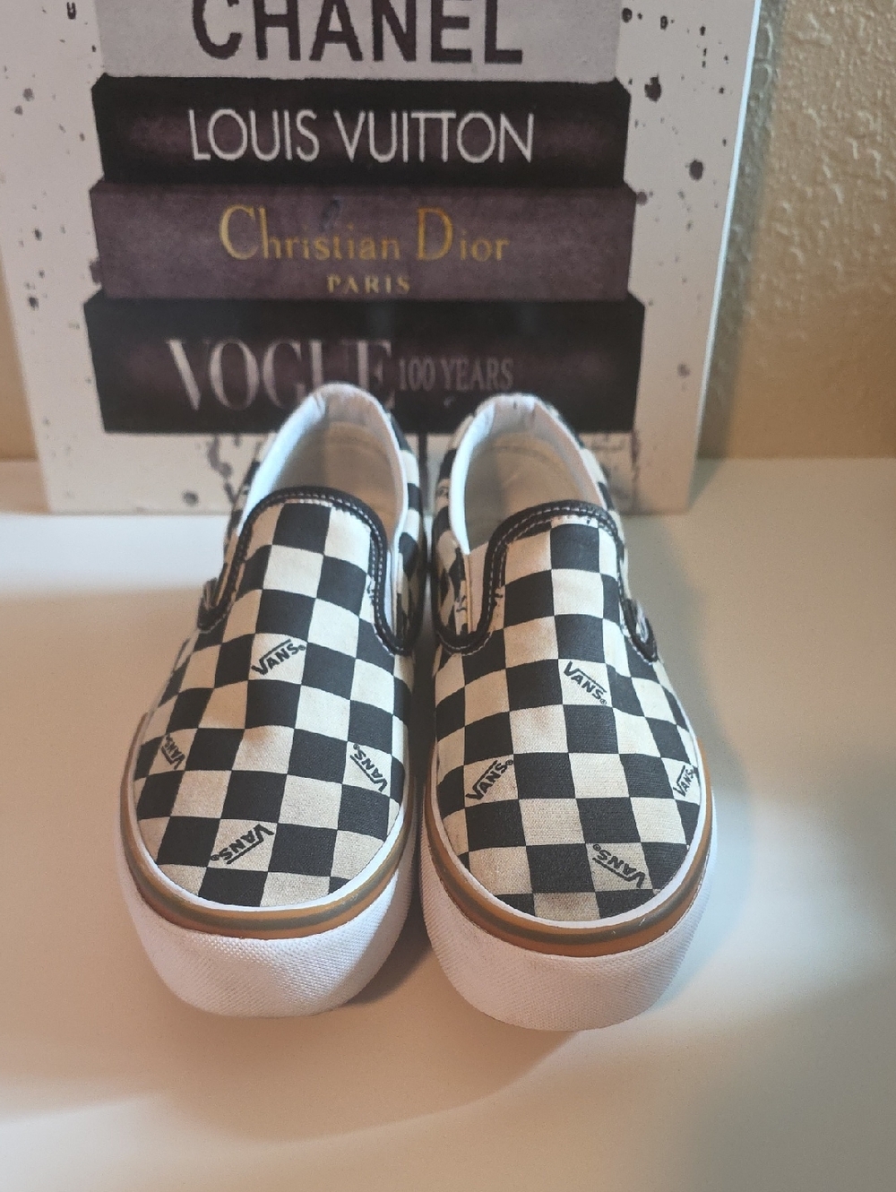 Vans Black and White Checkerboard Slip-On Platforms